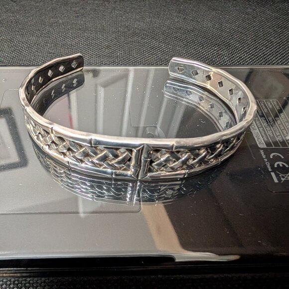 Vintage Sterling basketweave bracelet - Picture 2 of 3